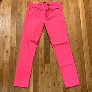 J. Crew Toothpick stretch hot pink jeans